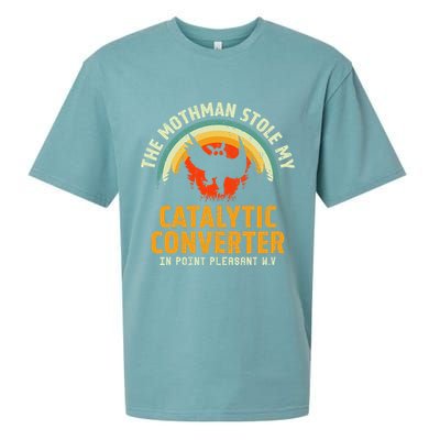 Funny Mothman Stole My Catalytic Converter Mothman Cryptid Sueded Cloud Jersey T-Shirt