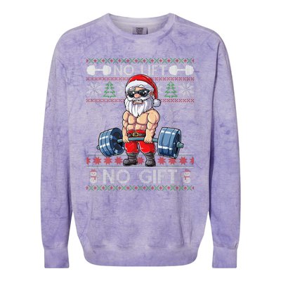 Funny Muscle Santa Lifting Christmas Ugly Christmas Funny Colorblast Crewneck Sweatshirt