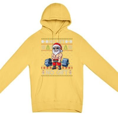 Funny Muscle Santa Lifting Christmas Ugly Christmas Funny Premium Pullover Hoodie