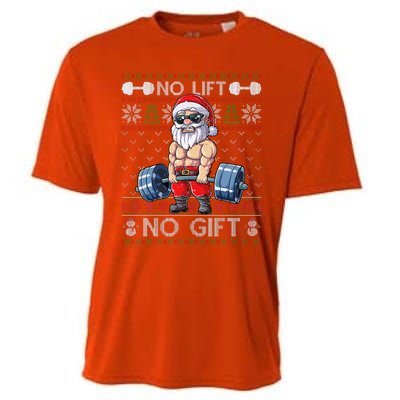 Funny Muscle Santa Lifting Christmas Ugly Christmas Funny Cooling Performance Crew T-Shirt