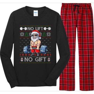 Funny Muscle Santa Lifting Christmas Ugly Christmas Funny Long Sleeve Pajama Set