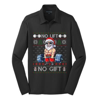 Funny Muscle Santa Lifting Christmas Ugly Christmas Funny Silk Touch Performance Long Sleeve Polo