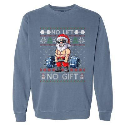 Funny Muscle Santa Lifting Christmas Ugly Christmas Funny Garment-Dyed Sweatshirt