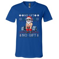 Funny Muscle Santa Lifting Christmas Ugly Christmas Funny V-Neck T-Shirt