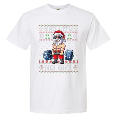 Funny Muscle Santa Lifting Christmas Ugly Christmas Funny Garment-Dyed Heavyweight T-Shirt