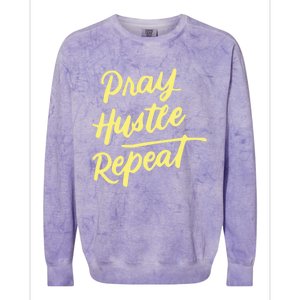 Faith Motivational Spiritual Funny Gift Pray Hustle Repeat Cool Gift Colorblast Crewneck Sweatshirt