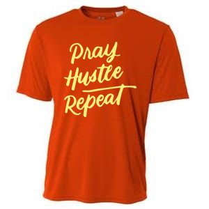 Faith Motivational Spiritual Funny Gift Pray Hustle Repeat Cool Gift Cooling Performance Crew T-Shirt