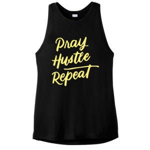 Faith Motivational Spiritual Funny Gift Pray Hustle Repeat Cool Gift Ladies PosiCharge Tri-Blend Wicking Tank