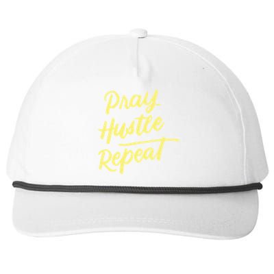 Faith Motivational Spiritual Funny Gift Pray Hustle Repeat Cool Gift Snapback Five-Panel Rope Hat