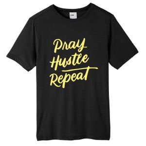 Faith Motivational Spiritual Funny Gift Pray Hustle Repeat Cool Gift Tall Fusion ChromaSoft Performance T-Shirt