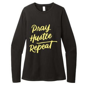 Faith Motivational Spiritual Funny Gift Pray Hustle Repeat Cool Gift Womens CVC Long Sleeve Shirt