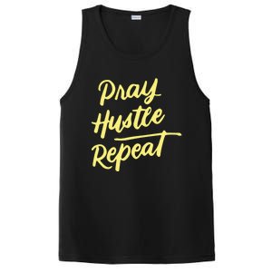 Faith Motivational Spiritual Funny Gift Pray Hustle Repeat Cool Gift PosiCharge Competitor Tank