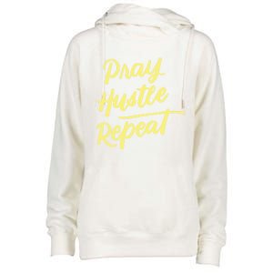 Faith Motivational Spiritual Funny Gift Pray Hustle Repeat Cool Gift Womens Funnel Neck Pullover Hood