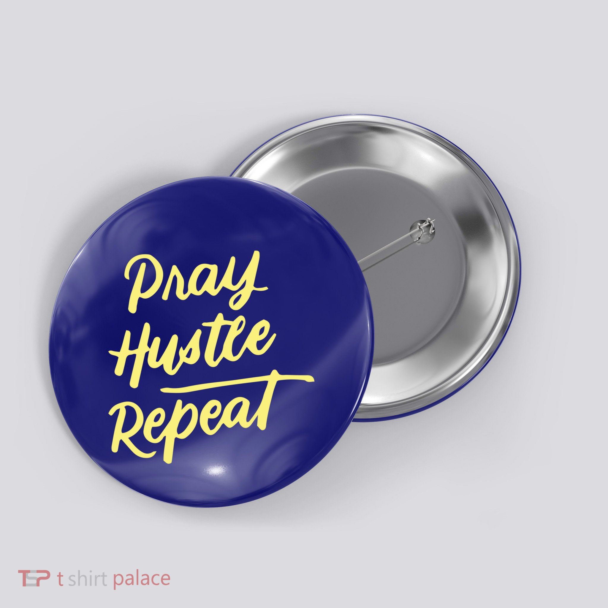 Faith Motivational Spiritual Funny Gift Pray Hustle Repeat Cool Gift Button