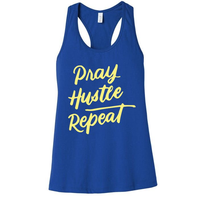 Faith Motivational Spiritual Funny Gift Pray Hustle Repeat Cool Gift Women's Racerback Tank