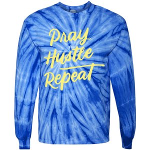 Faith Motivational Spiritual Funny Gift Pray Hustle Repeat Cool Gift Tie-Dye Long Sleeve Shirt