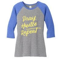 Faith Motivational Spiritual Funny Gift Pray Hustle Repeat Cool Gift Women's Tri-Blend 3/4-Sleeve Raglan Shirt