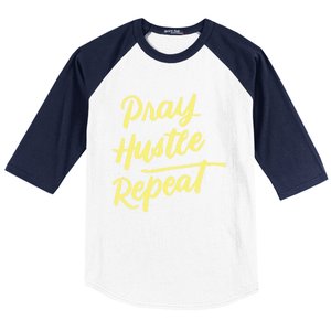 Faith Motivational Spiritual Funny Gift Pray Hustle Repeat Cool Gift Baseball Sleeve Shirt