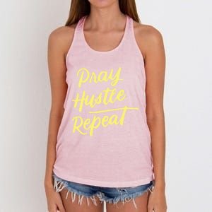 Faith Motivational Spiritual Funny Gift Pray Hustle Repeat Cool Gift Women's Knotted Racerback Tank