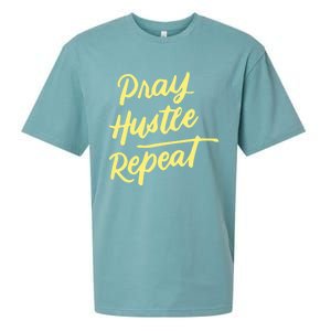 Faith Motivational Spiritual Funny Gift Pray Hustle Repeat Cool Gift Sueded Cloud Jersey T-Shirt