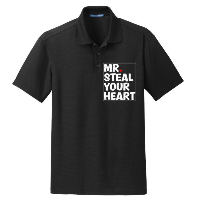 Funny Mr Steal Your Heart Valentines Day Dry Zone Grid Polo