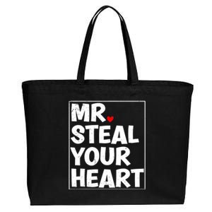 Funny Mr Steal Your Heart Valentines Day Cotton Canvas Jumbo Tote