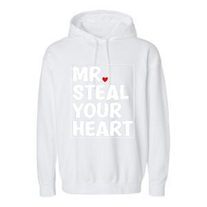 Funny Mr Steal Your Heart Valentines Day Garment-Dyed Fleece Hoodie