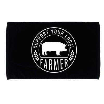 Farmers Market Support Your Local Pig Farmer Rancher Microfiber Hand Towel