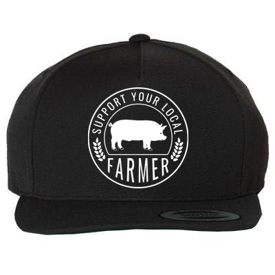 Farmers Market Support Your Local Pig Farmer Rancher Wool Snapback Cap