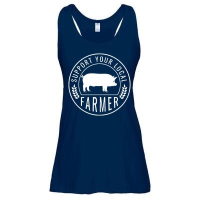 Farmers Market Support Your Local Pig Farmer Rancher Ladies Essential Flowy Tank