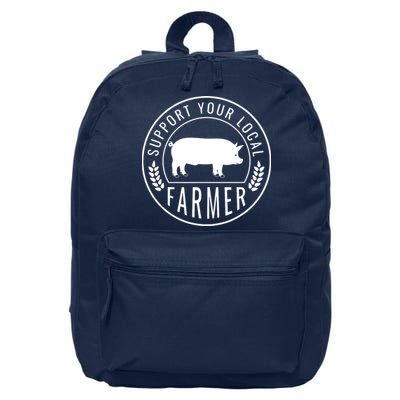 Farmers Market Support Your Local Pig Farmer Rancher 16 in Basic Backpack