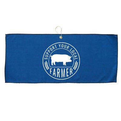 Farmers Market Support Your Local Pig Farmer Rancher Large Microfiber Waffle Golf Towel