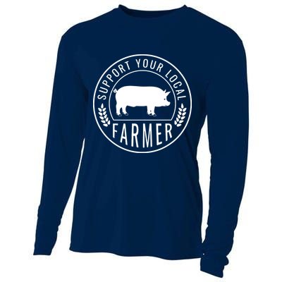 Farmers Market Support Your Local Pig Farmer Rancher Cooling Performance Long Sleeve Crew