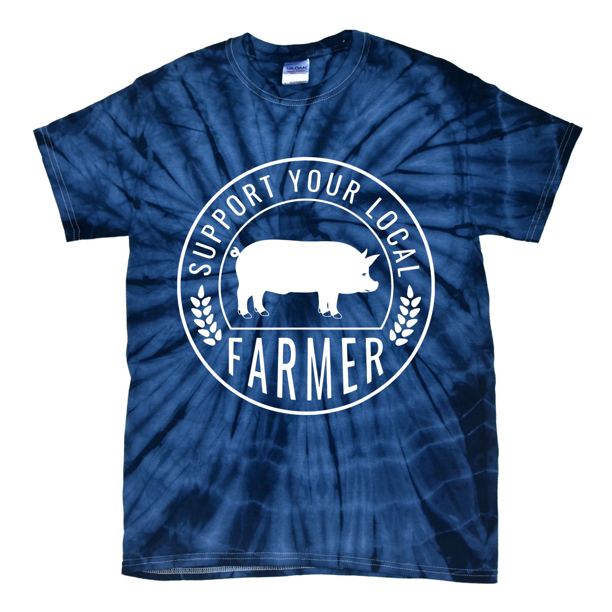 Farmers Market Support Your Local Pig Farmer Rancher Tie-Dye T-Shirt