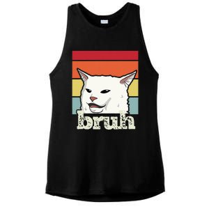 Funny Meme Saying Bruh With Cat Greetings Ns Ladies PosiCharge Tri-Blend Wicking Tank