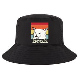 Funny Meme Saying Bruh With Cat Greetings Ns Cool Comfort Performance Bucket Hat