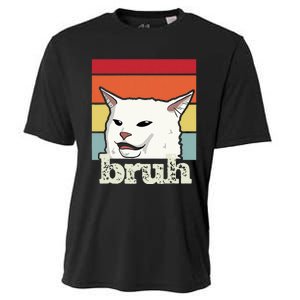 Funny Meme Saying Bruh With Cat Greetings Ns Cooling Performance Crew T-Shirt