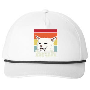 Funny Meme Saying Bruh With Cat Greetings Ns Snapback Five-Panel Rope Hat