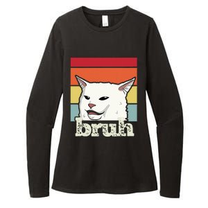 Funny Meme Saying Bruh With Cat Greetings Ns Womens CVC Long Sleeve Shirt