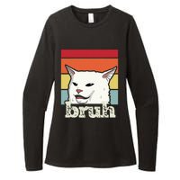 Funny Meme Saying Bruh With Cat Greetings Ns Womens CVC Long Sleeve Shirt