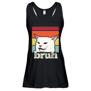 Funny Meme Saying Bruh With Cat Greetings Ns Ladies Essential Flowy Tank