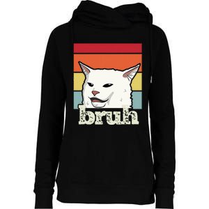 Funny Meme Saying Bruh With Cat Greetings Ns Womens Funnel Neck Pullover Hood