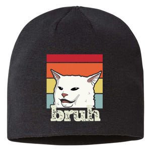 Funny Meme Saying Bruh With Cat Greetings Ns Sustainable Beanie