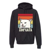 Funny Meme Saying Bruh With Cat Greetings Ns Premium Hoodie