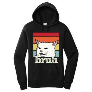 Funny Meme Saying Bruh With Cat Greetings Ns Women's Pullover Hoodie