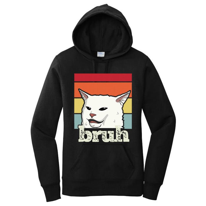 Funny Meme Saying Bruh With Cat Greetings Ns Women's Pullover Hoodie