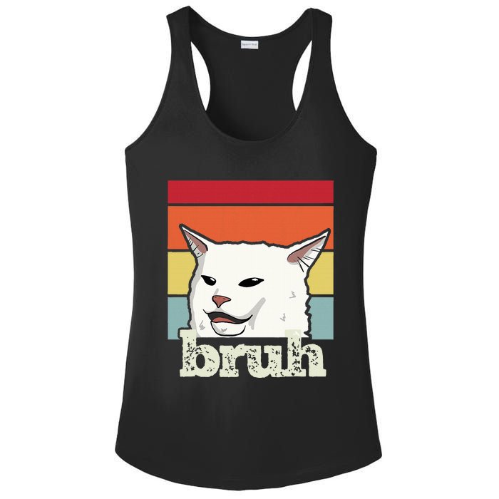 Funny Meme Saying Bruh With Cat Greetings Ns Ladies PosiCharge Competitor Racerback Tank