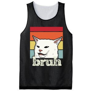 Funny Meme Saying Bruh With Cat Greetings Ns Mesh Reversible Basketball Jersey Tank