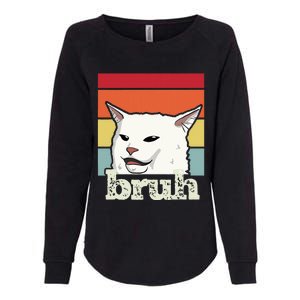 Funny Meme Saying Bruh With Cat Greetings Ns Womens California Wash Sweatshirt