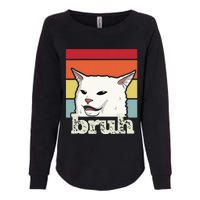 Funny Meme Saying Bruh With Cat Greetings Ns Womens California Wash Sweatshirt